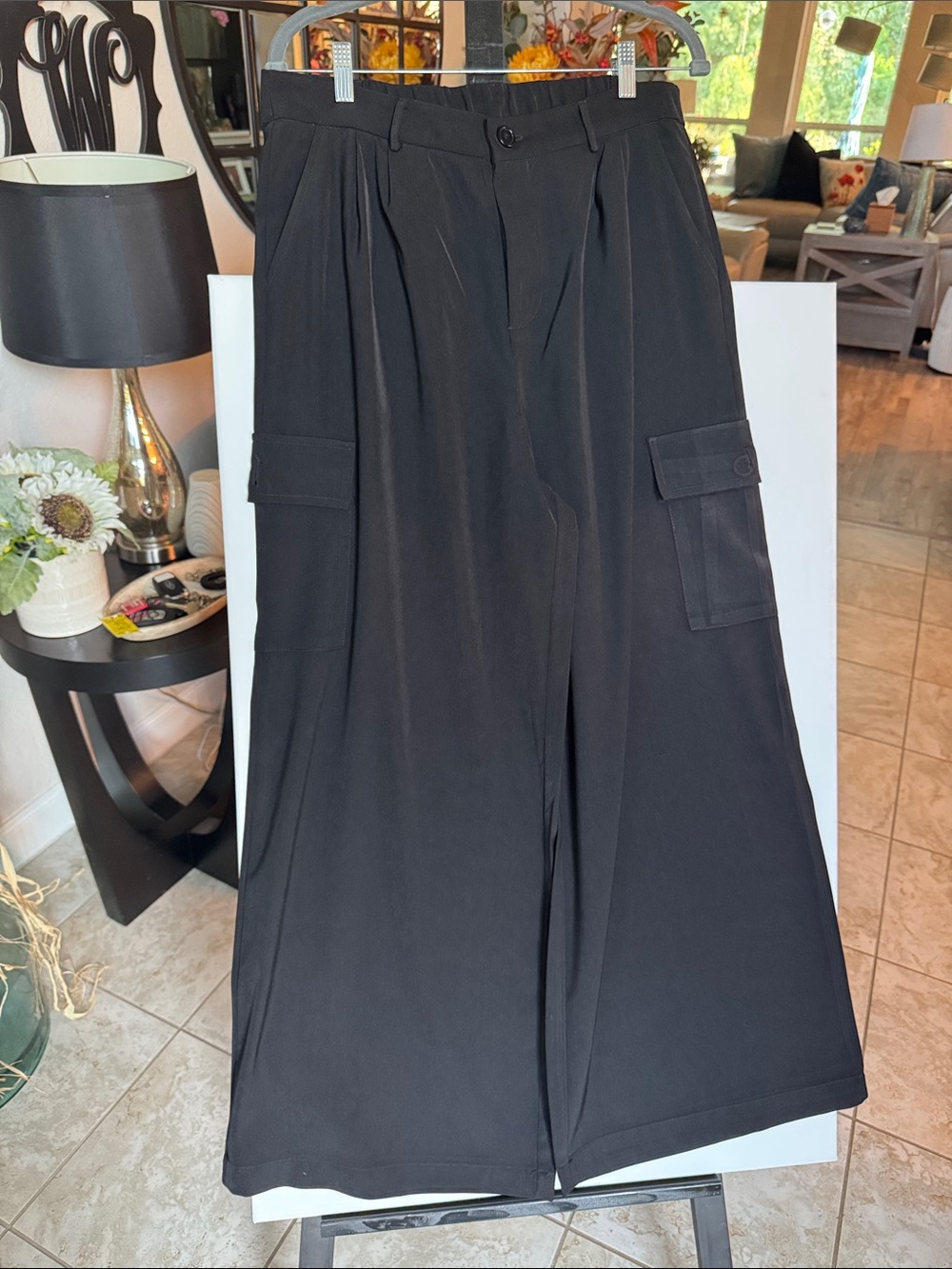 Dokotoo-Women's Black Wide-Leg Cargo Pants